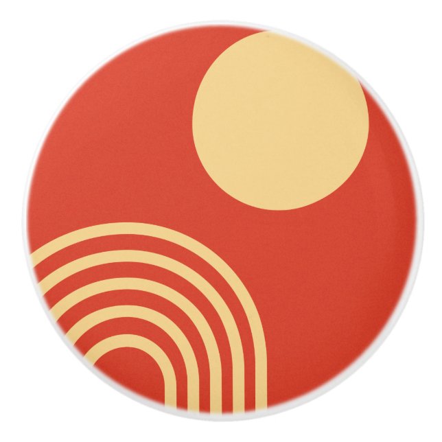 Moderne Sun- und Regenbogenlinie Mitte des Jahrhun Keramikknauf (Vorderseite)