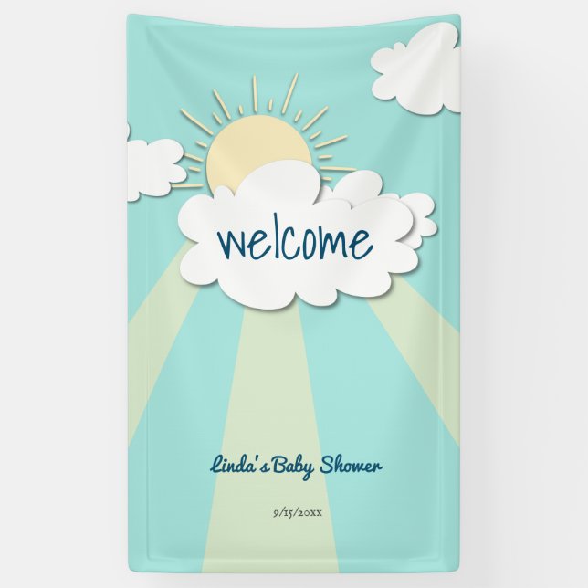 Moderne Sunshine Baby Dusche Willkommen Banner (Vertikal)