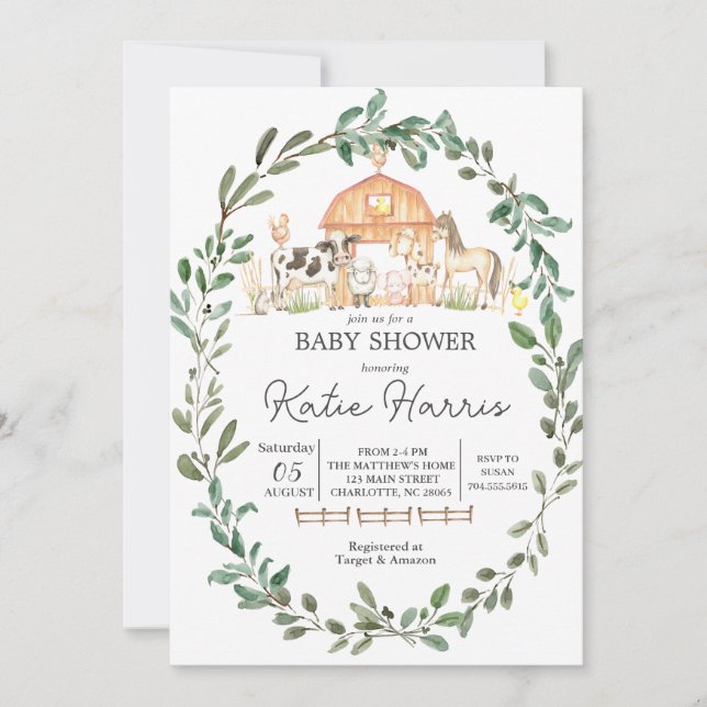 Moderne sur le Baby shower agricole Invitation (Devant)