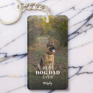 Moderne süße beste Hund Papa jemals personalisiert Schlüsselanhänger