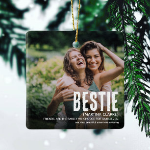 Moderne süße BESTIE Definition 2 Foto Weihnachten Keramikornament