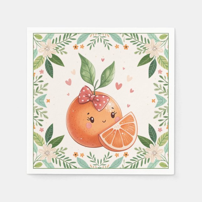 Moderne Süsse Citrus Orange Babydusche Serviette (Vorderseite)