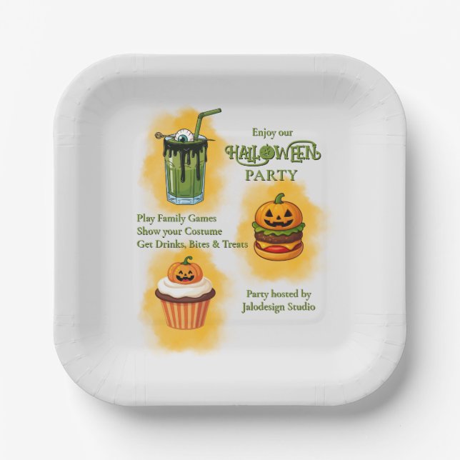 Moderne süße Firmen-Halloween-Party Pappteller (Vorderseite)