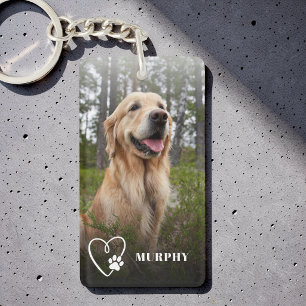 Moderne süße Herzpfote personalisierte Hunde-Foto Schlüsselanhänger