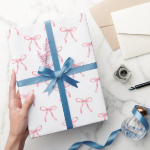 Moderne süße Kokette Rosa Schleife Weihnachten Geschenkpapier