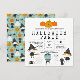 Moderne süße lustige Familien-Halloween-Party-Einl Einladung
