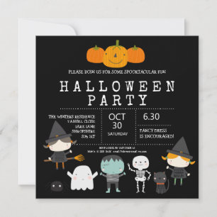 Moderne süße lustige Familien-Halloweenparty Einladung