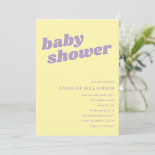 Moderne süße pastellgelbe Retro-Baby-Party Einladung