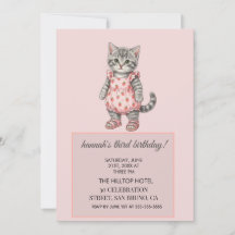 Moderne süße rosa Kitty-Kinder-Geburtstagsdesigns