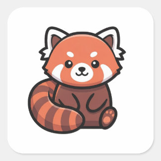 Moderne süße Rote Panda – Spielerei Tierillustrati Quadratischer Aufkleber