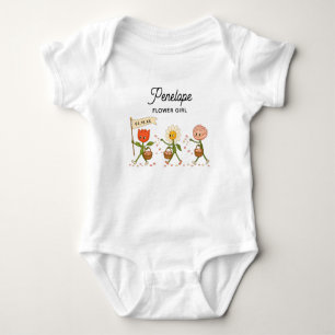 Moderne süße trendige Hochzeits-Blumenmädchen-Deko Baby Strampler