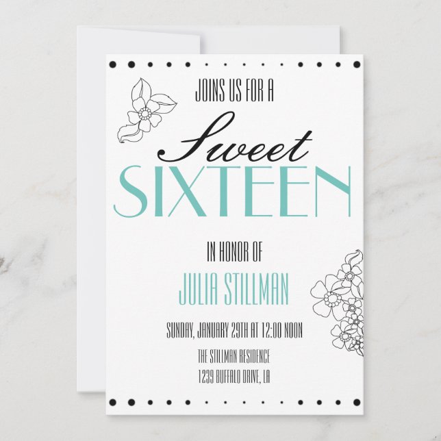 Moderne Sweet 16 Invitation (Devant)