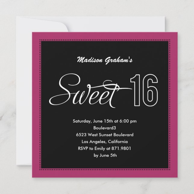 Moderne Sweet 16 Invitations (couleur personnalisa (Devant)