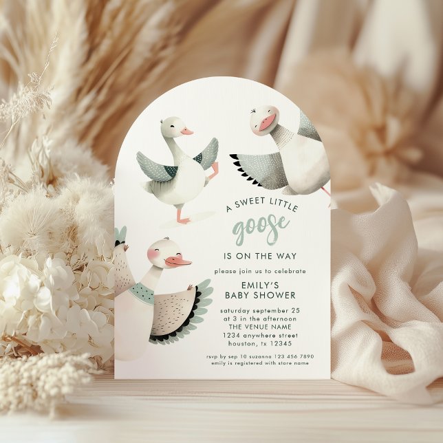 Moderne Sweet Little Gose Baby Dusche Einladung (Von Creator hochgeladen)