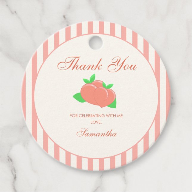 Moderne Sweet Little Peach Baby Dusche Geschenkanhänger (Vorderseite)