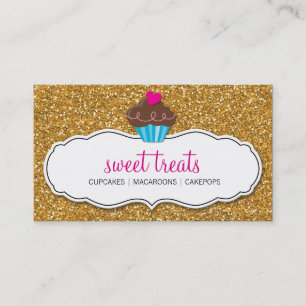 MODERNE SWEET niedlicher Cupcake Rosa Goldgold Gli Visitenkarte