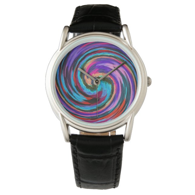 Moderne Swirl Abstrakt Art #72 Armbanduhr (Vorderseite)