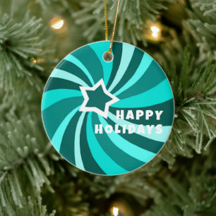 Moderne Swirl FROHE WEIHNACHTEN INDIVIDUELL Grün Keramik Ornament