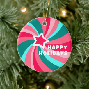 Moderne Swirl FROHE WEIHNACHTEN INDIVIDUELL Grün P Keramik Ornament