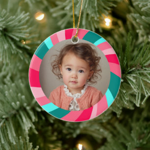 Moderne Swirl FROHE WEIHNACHTEN INDIVIDUELLES FOTO Keramik Ornament