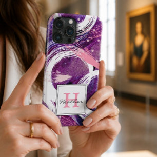 Moderne Swirl Purple Haze Abstrakte Monogramm Case-Mate iPhone Hülle