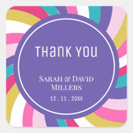 Moderne Swirl Rainbow Vibranding Wedding Quadratischer Aufkleber