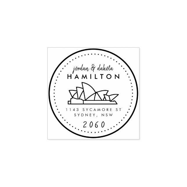 Moderne Sydney Line Zeichnend Rücksendeadresse Gummistempel (Prägung)
