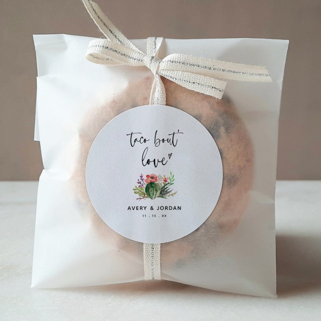 Moderne Taco Bout Liebe Cactus succulent Wedding Runder Aufkleber (Von Creator hochgeladen)