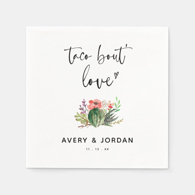 Moderne Taco Bout Liebe Cactus succulent Wedding Serviette (Vorderseite)