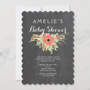 Moderne Tafel-laden BlumenKranz-Babyparty ein Einladung