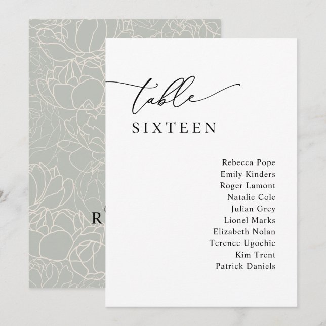 Moderne Tafelkarten für Hochzeiten Einladung (Vorne/Hinten)