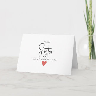 MODERNE Tageskarte für Schwester, Hochzeitkarte Karte