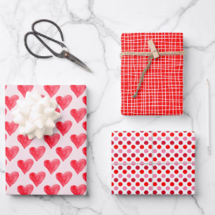 Moderne Tagesmuster in Rosa und Rot Geschenkpapier Set
