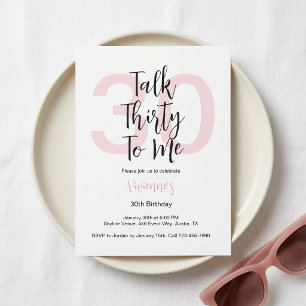 Moderne Talk Thirty To Me Pink 30. Geburtstagsfeie Einladung