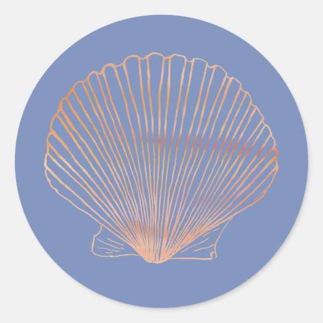 Moderne Tan-Scallop-Muschel Runder Aufkleber (Vorderseite)