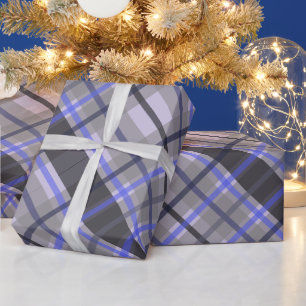 Moderne Tartan Blau Kamel Schwarz Muster Geschenkpapier