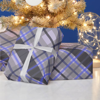 Moderne Tartan Blau Kamel Schwarz Muster Geschenkpapier
