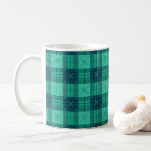 Moderne Tartan Karo Grün Kaffeetasse