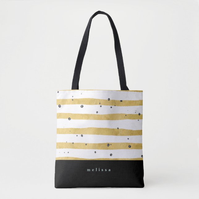 Moderne Tasche mit goldgestreiftem und schwarzem P (Vorderseite)