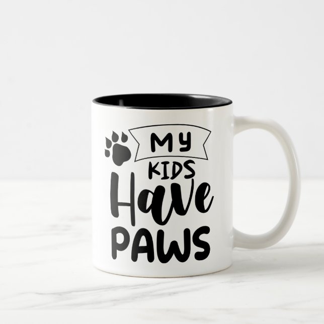 Moderne Tasse, die meine Kinder haben Pfoten für d Zweifarbige Tasse (Rechts)
