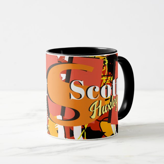 Moderne Tasse Fett Red Monogram (VorderseiteRechts)