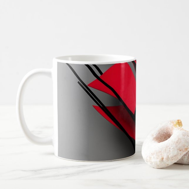Moderne Tasse für Abstrakten und roten Kaffee (Mit Donut)