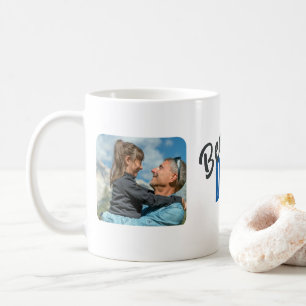 Moderne Tasse für den besten Papa mit zwei Fotos