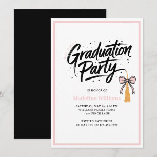 Moderne Tassel Bow Graduation Party Einladung
