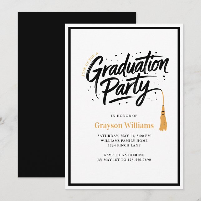 Moderne Tassel Graduation Party Einladung (Vorne/Hinten)