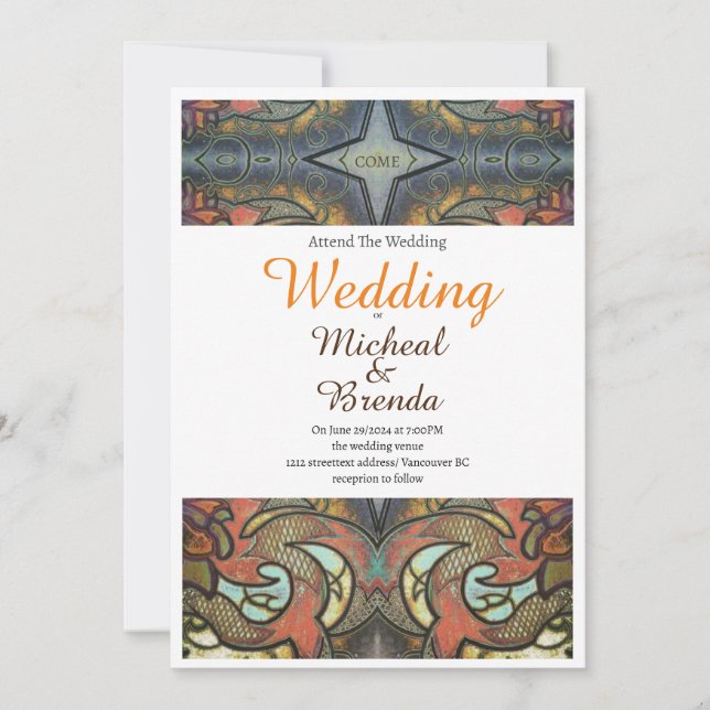 Moderne Tattoo Art Wedding Einladung (Vorderseite)