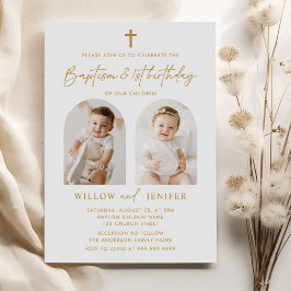 Moderne Taufe & 1. Geburtstag Twins Boy and Girl Einladung