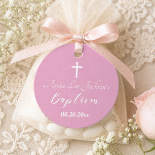 Moderne Taufe Christening Weiße Kreuz Staubige Ros Geschenkanhänger