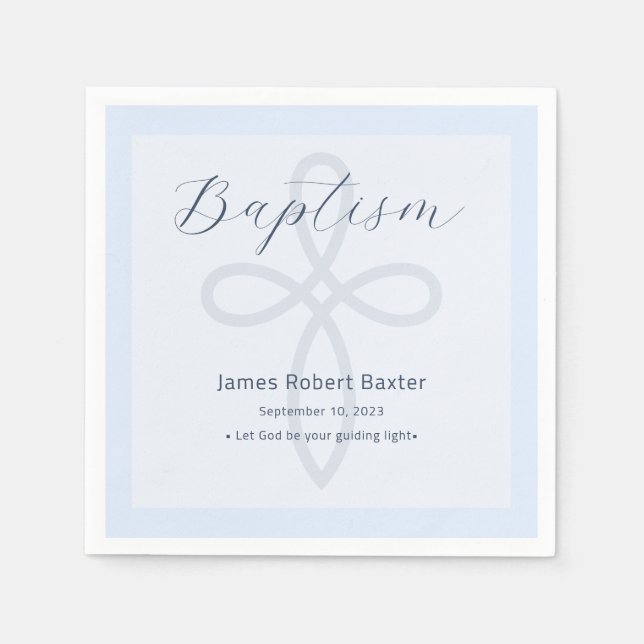 Moderne Taufe Cross Blue Gebet Serviette (Vorderseite)