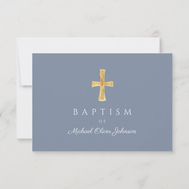 Moderne Taufe des Blauen Kreuzes RSVP Karte (Rückseite)